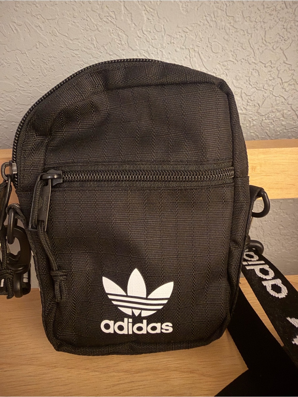 Adidas Black Trefoil Mini Shoulder Bag with White Logo